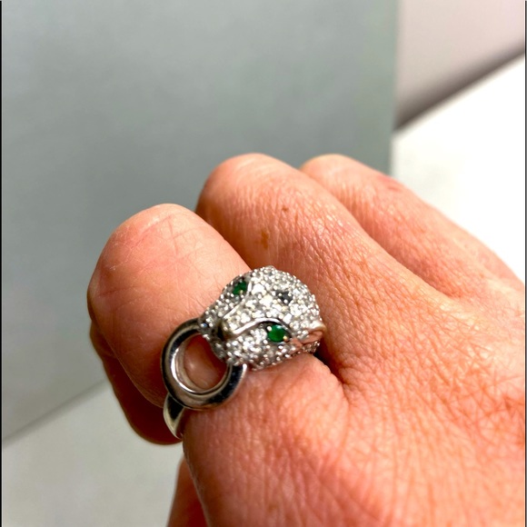 EFFY Signature 14K White Gold Diamond and Emerald Ring - Picture 2 of 5